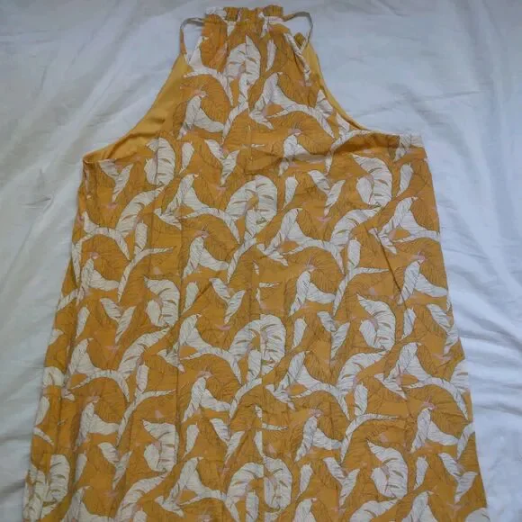 Nine West Textured Tiered Dress Sleeveless Yellow Summer Lined Womens Large - Picture 11 of 14